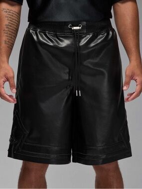 Nike Rare Air Jordan Vegan Leather Diamond Shorts Black NWT HV0077 Size Med